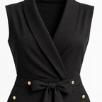 Women's Wrap-Neck Belted Jumpsuit Sleeveless Fit