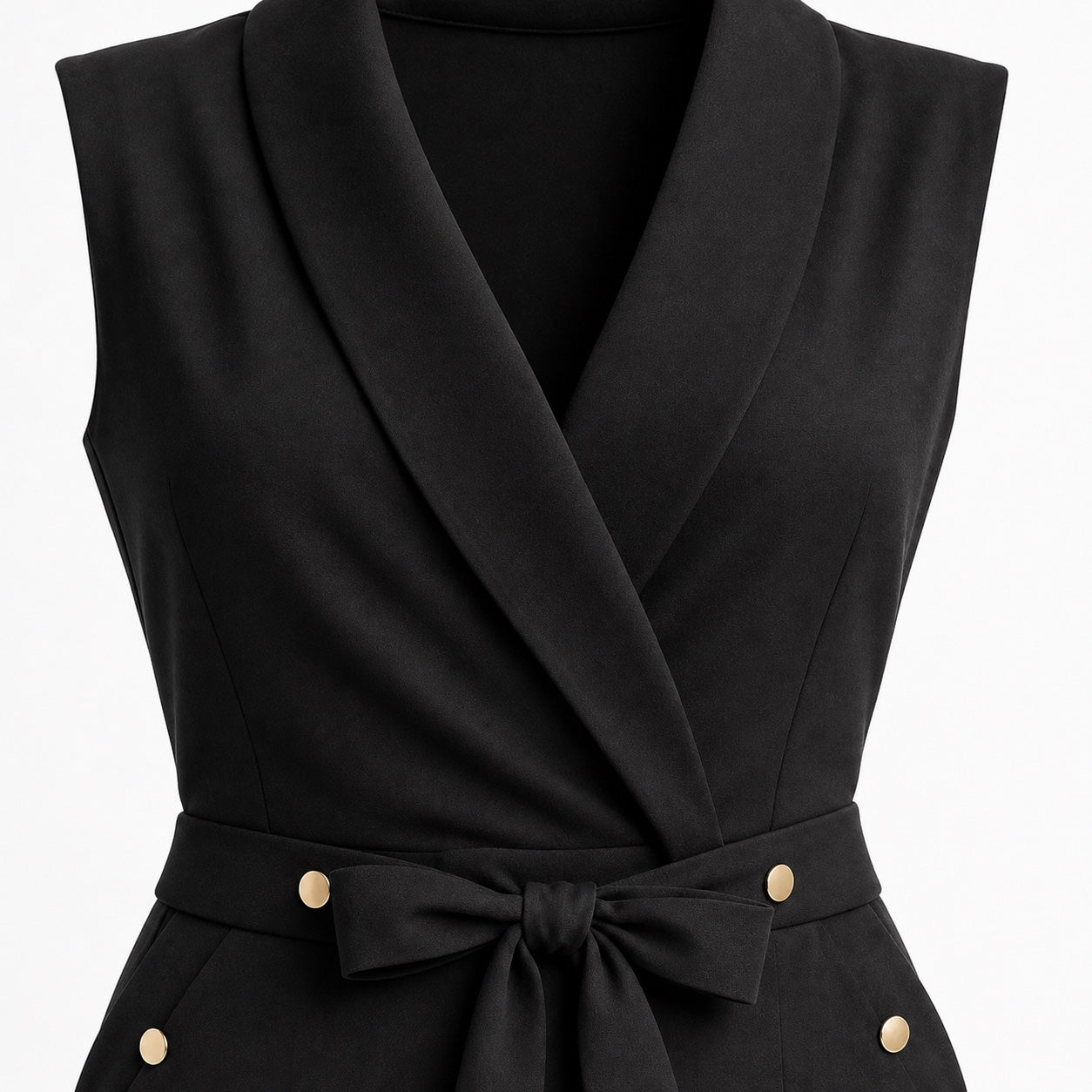 Women's Wrap-Neck Belted Jumpsuit Sleeveless Fit
