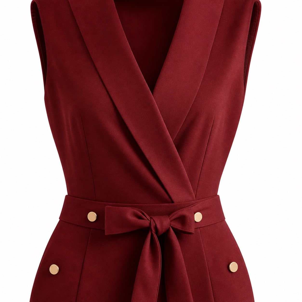 Women's Wrap-Neck Belted Jumpsuit Sleeveless Fit