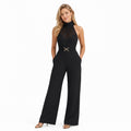 Women's Halterneck Jumpsuit Wide-Leg Tailored Fit