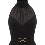 Women's Halterneck Jumpsuit Wide-Leg Tailored Fit