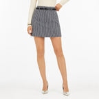 Women's Gingham Belted Mini Skirt Micro-Check