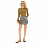 Women's Gingham Belted Mini Skirt Micro-Check