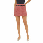 Women's Gingham Belted Mini Skirt Micro-Check