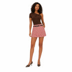 Women's Gingham Belted Mini Skirt Micro-Check