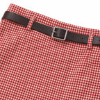 Women's Gingham Belted Mini Skirt Micro-Check