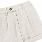 Men's Pleated Linen-Look Short Relaxed Fit