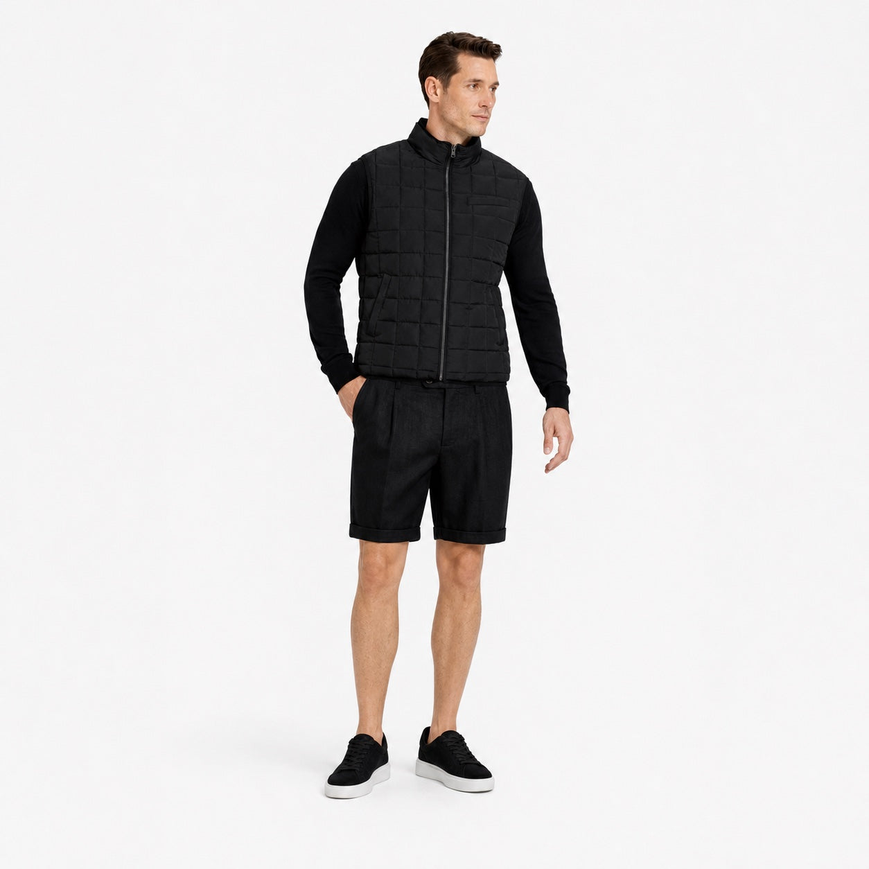 Men's Pleated Linen-Look Short Relaxed Fit