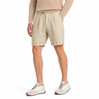 Men's Pleated Linen-Look Short Relaxed Fit