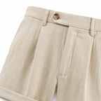 Men's Pleated Linen-Look Short Relaxed Fit