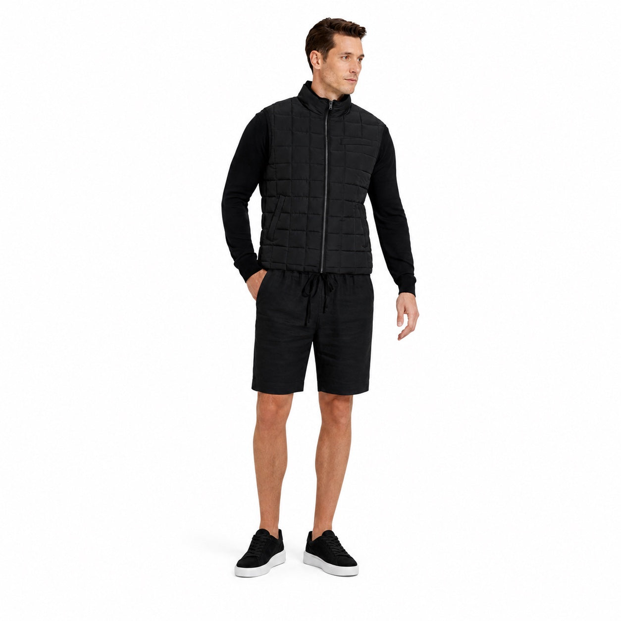 Men's Drawstring Linen-Look Shorts Elastic Waist Relaxed Fit