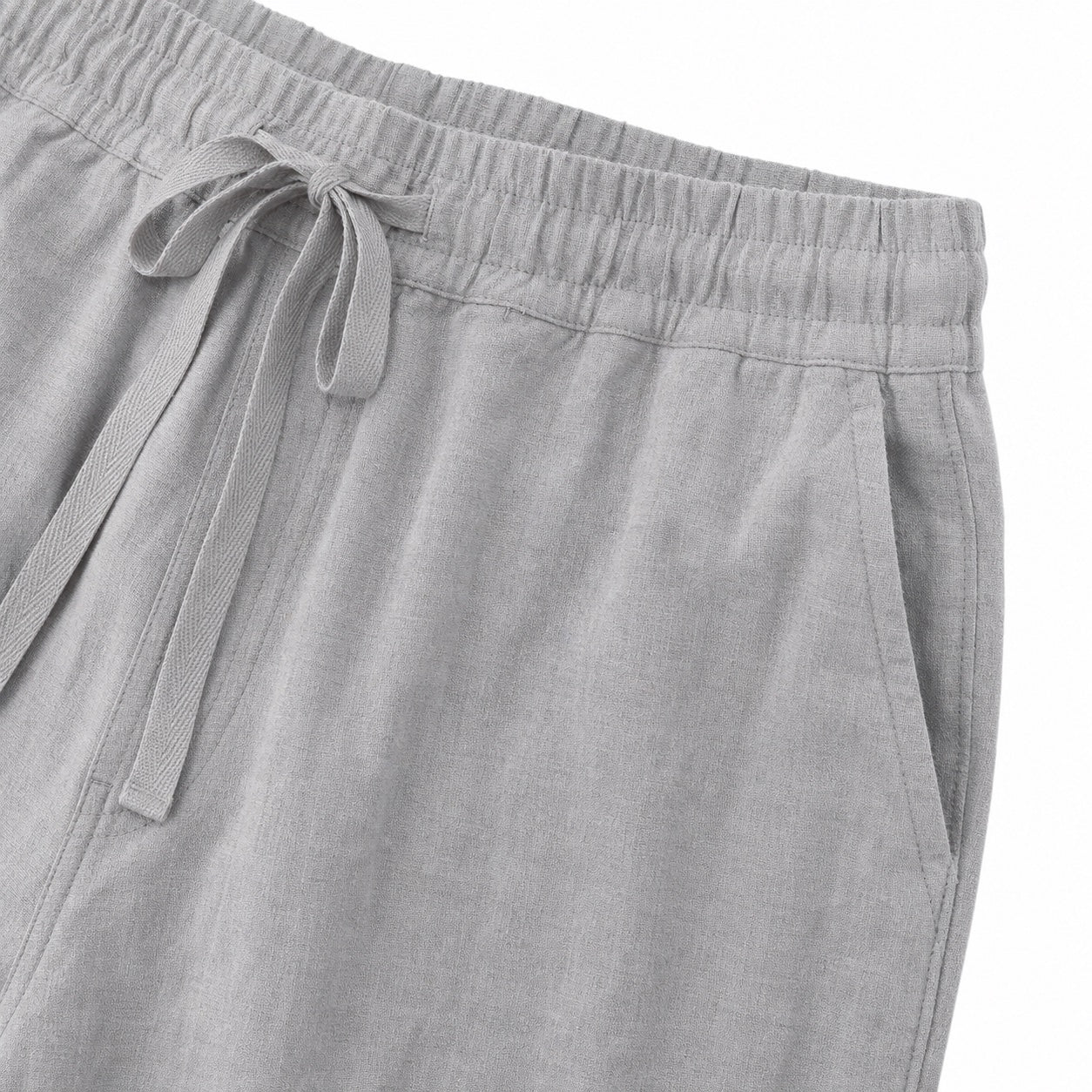 Men's Drawstring Linen-Look Shorts Elastic Waist Relaxed Fit
