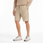 Men's Drawstring Linen-Look Shorts Elastic Waist Relaxed Fit