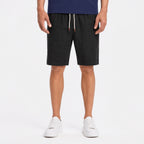 Men's Drawstring Linen-Look Shorts Elastic Waist