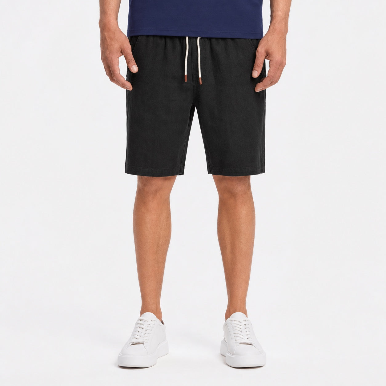 Men's Drawstring Linen-Look Shorts Elastic Waist