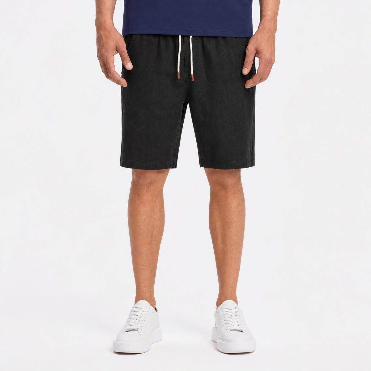 Men's Drawstring Linen-Look Shorts Elastic Waist