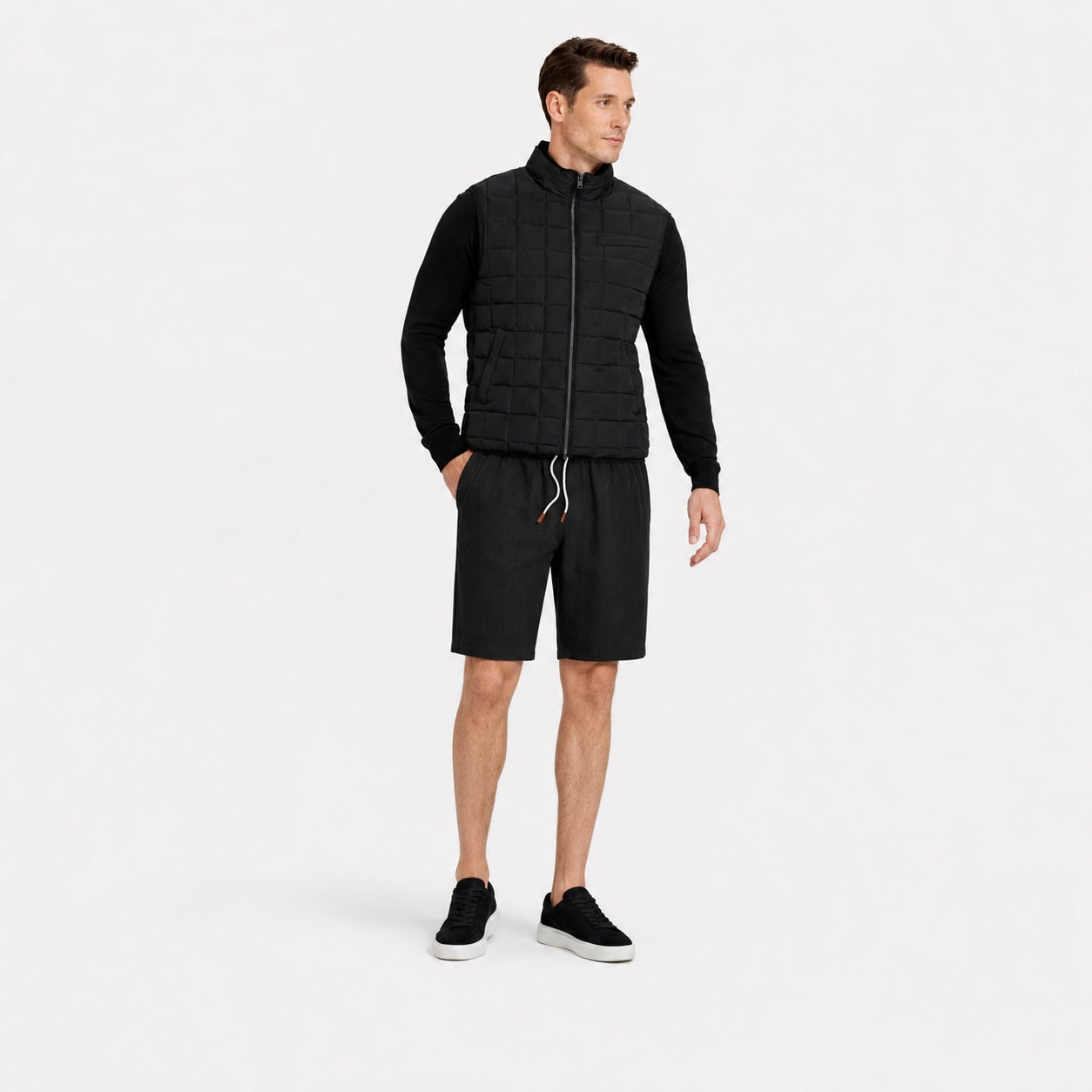 Men's Drawstring Linen-Look Shorts Elastic Waist