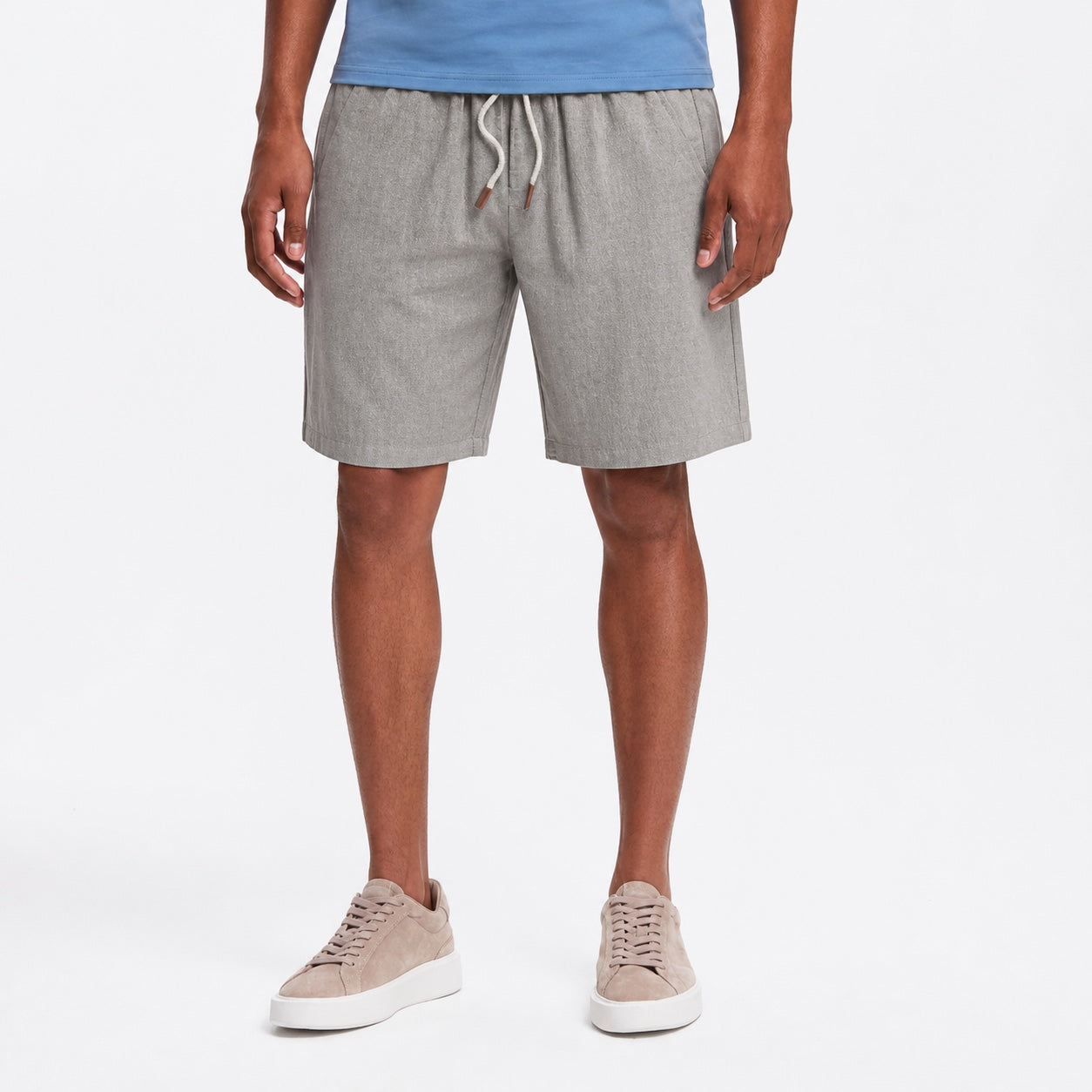 Men's Drawstring Linen-Look Shorts Elastic Waist