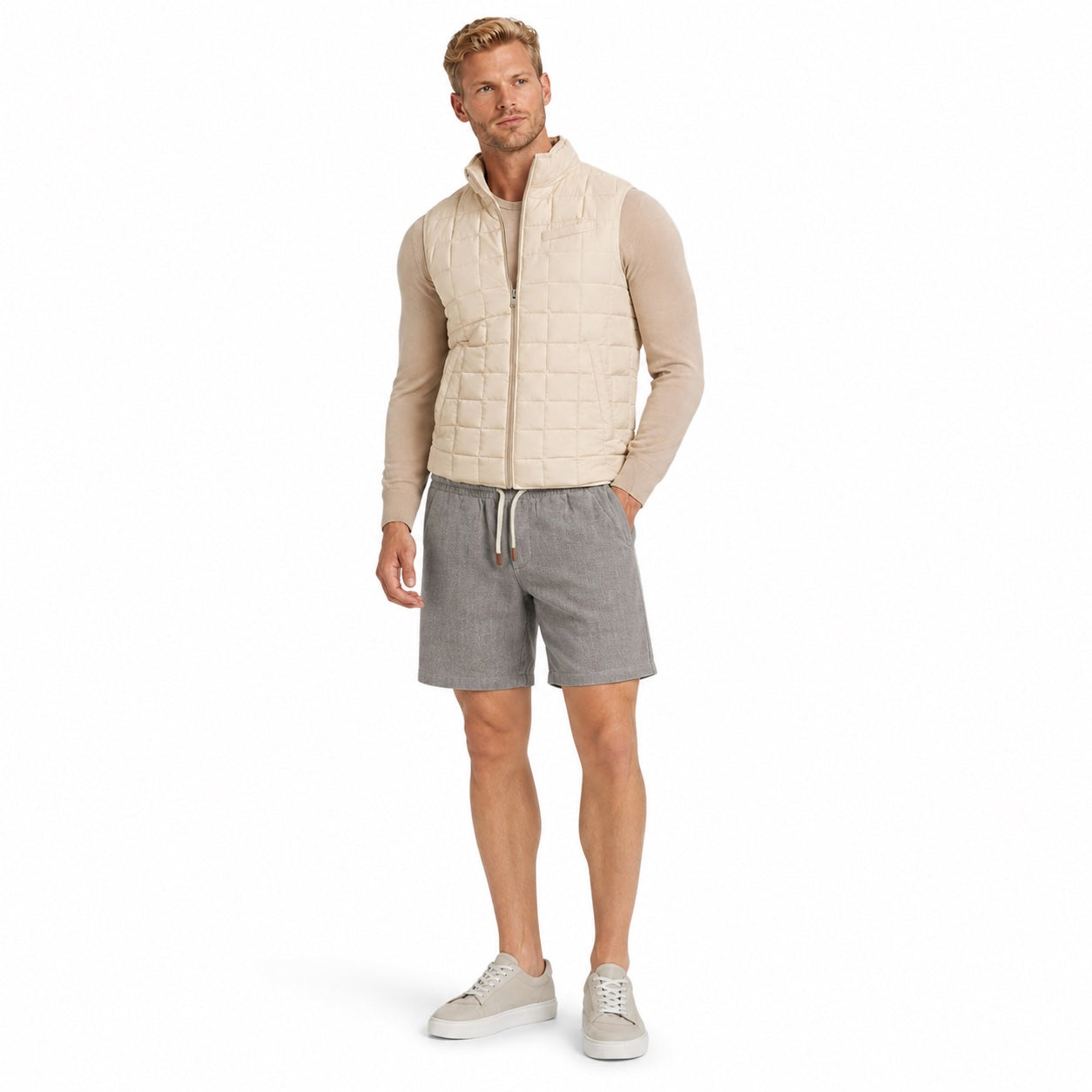 Men's Drawstring Linen-Look Shorts Elastic Waist