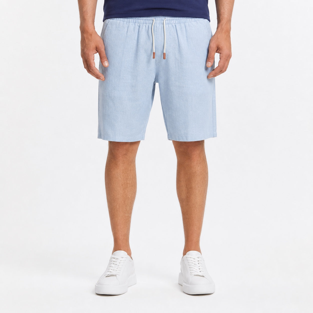Men's Drawstring Linen-Look Shorts Elastic Waist