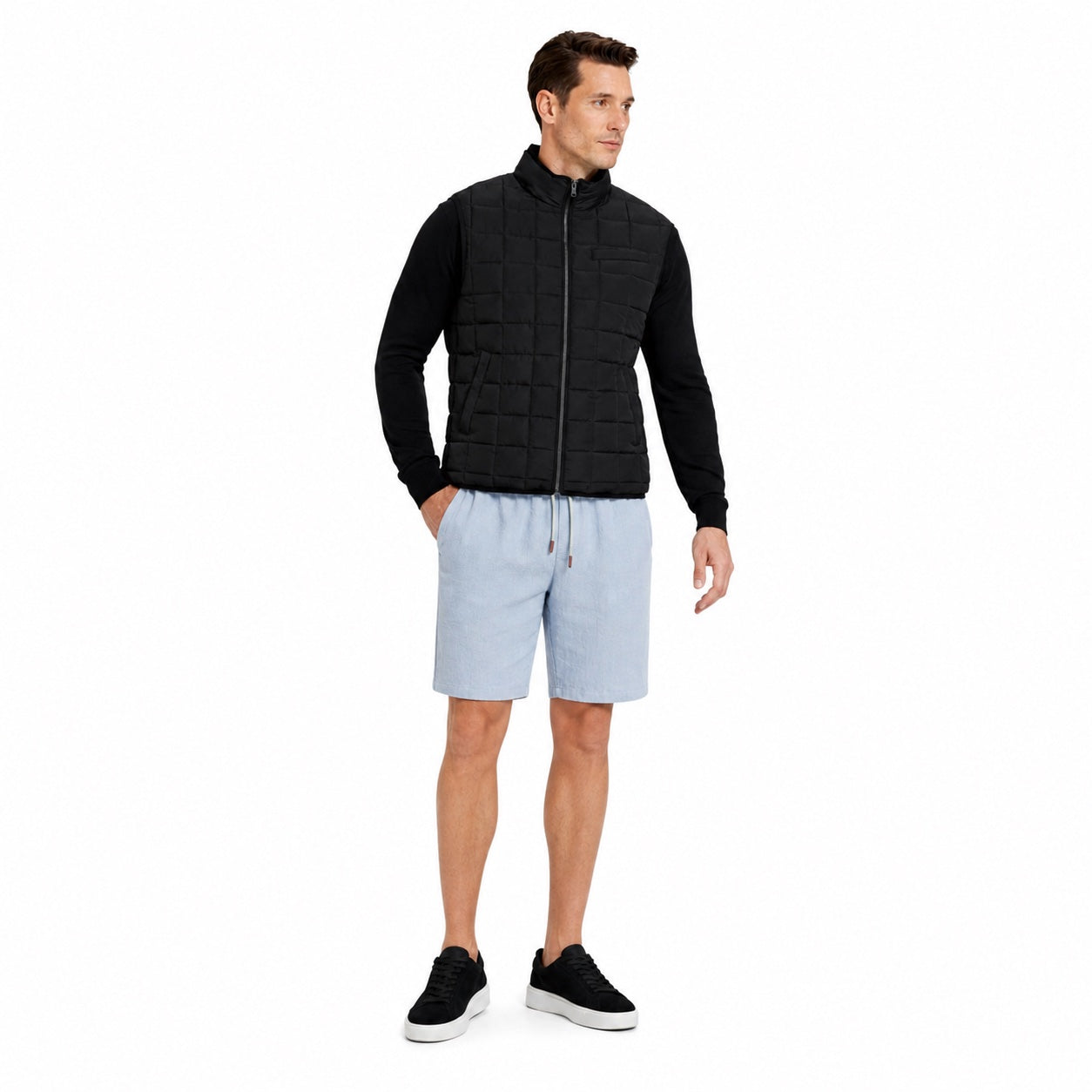 Men's Drawstring Linen-Look Shorts Elastic Waist