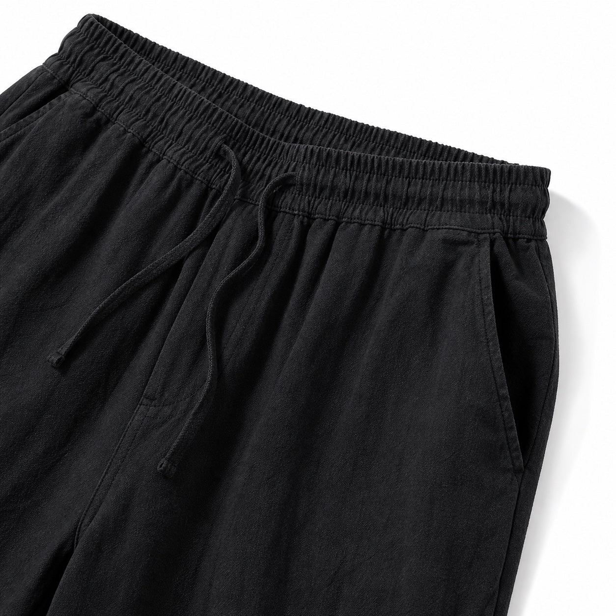 Men's Linen-Look Drawstring Trousers Elasticated Waist Relaxed Fit
