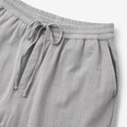 Men's Linen-Look Drawstring Trousers Elasticated Waist Relaxed Fit