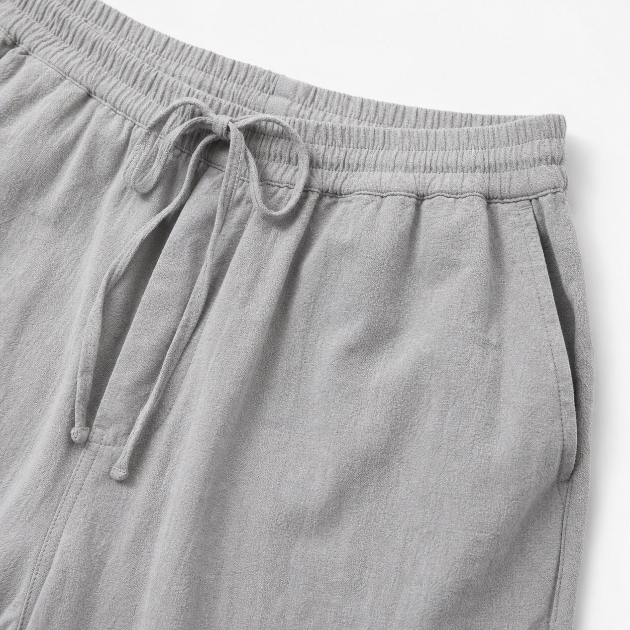 Men's Linen-Look Drawstring Trousers Elasticated Waist Relaxed Fit
