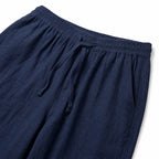 Men's Linen-Look Drawstring Trousers Elasticated Waist Relaxed Fit