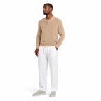 Men's Linen-Look Drawstring Trousers Elasticated Waist Relaxed Fit