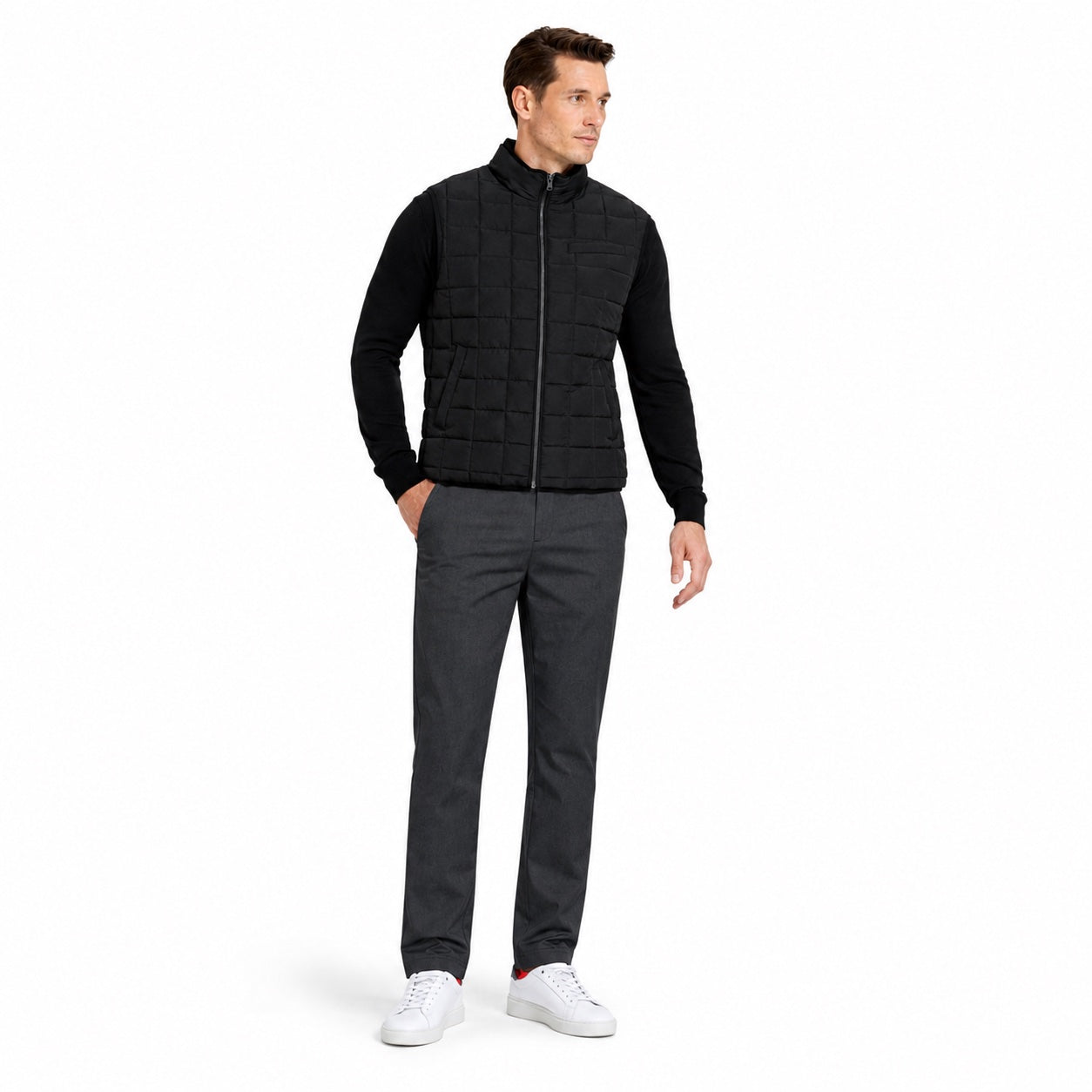 Men's Tapered Chino Trousers Slant Pockets Regular Fit