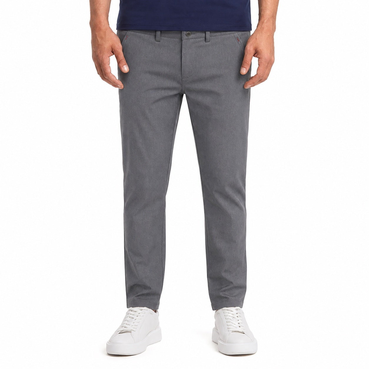 Men's Tapered Chino Trousers Slant Pockets Regular Fit