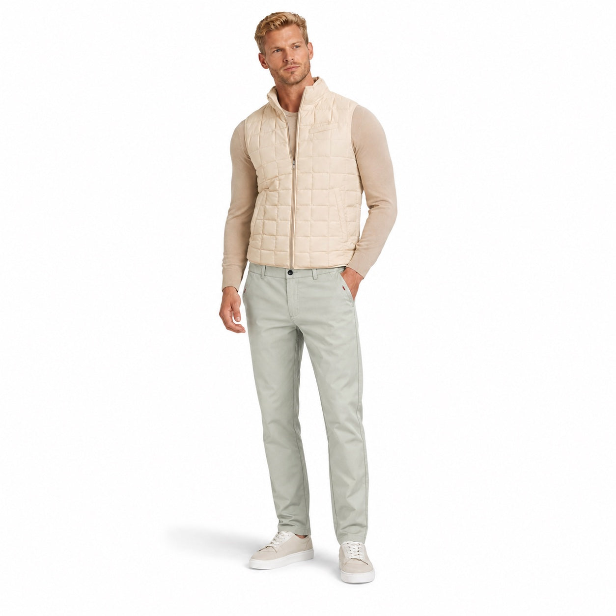 Men's Tapered Chino Trousers Slant Pockets Regular Fit