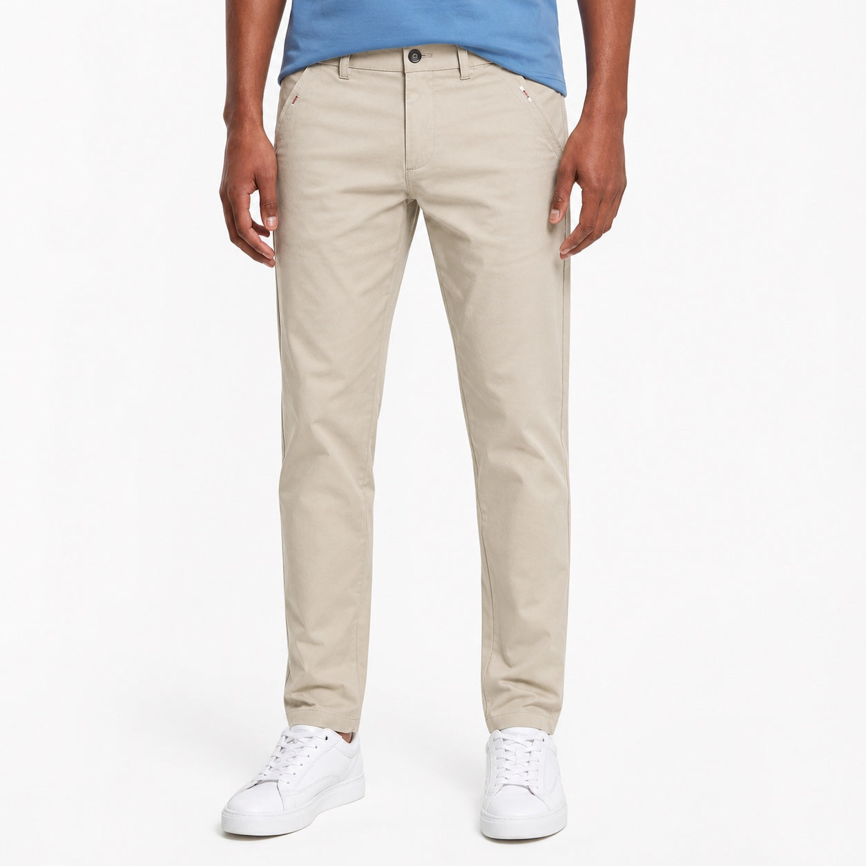 Men's Tapered Chino Trousers Slant Pockets Regular Fit