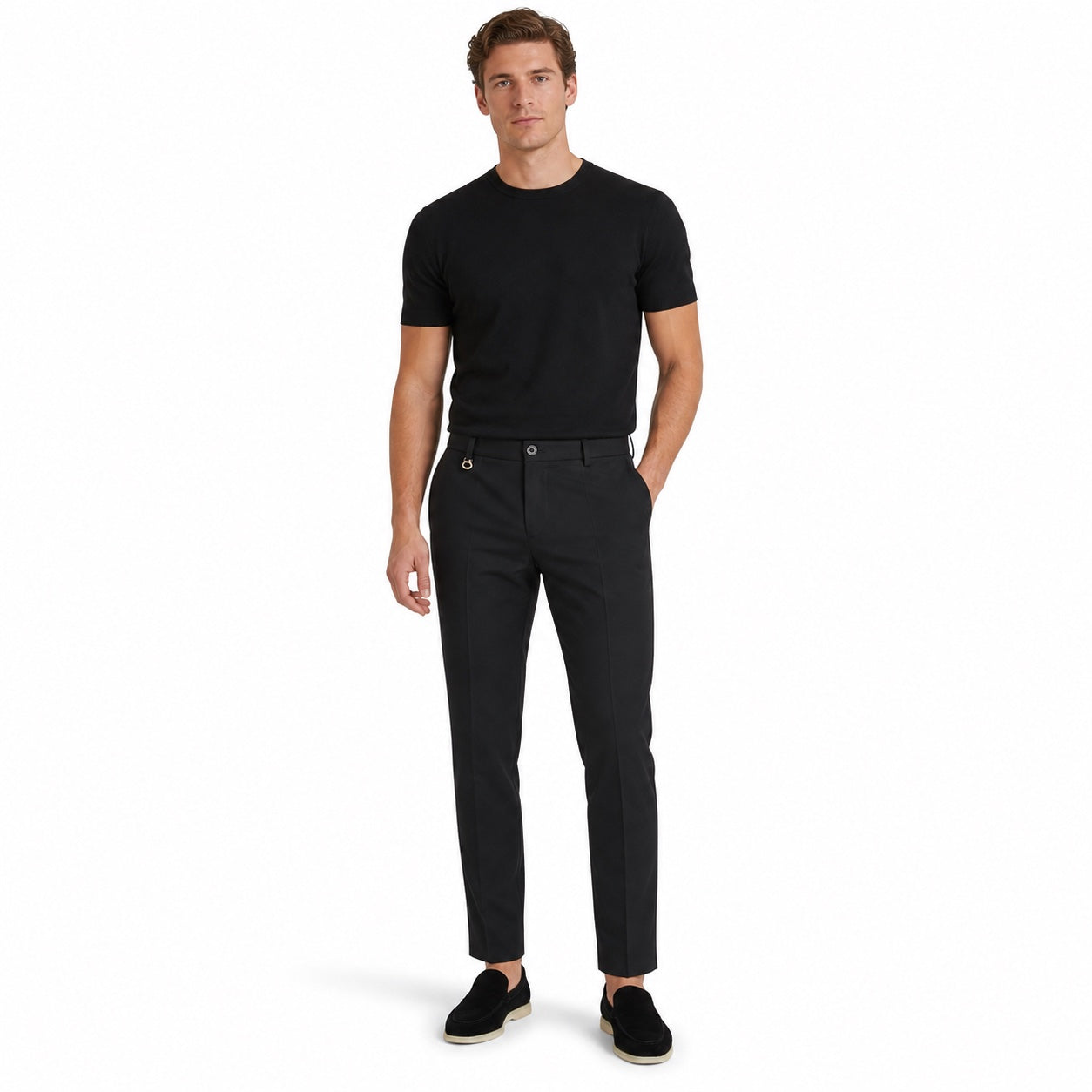 Men's Tailored Trousers Slant Pockets Tapered Slim Fit