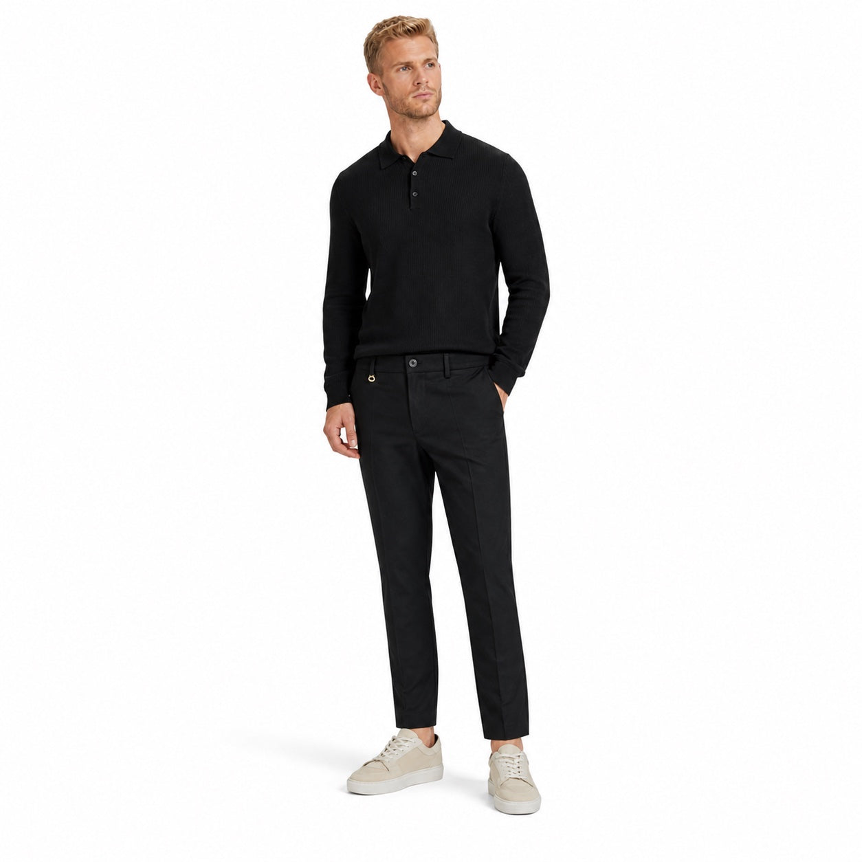 Men's Tailored Trousers Slant Pockets Tapered Slim Fit