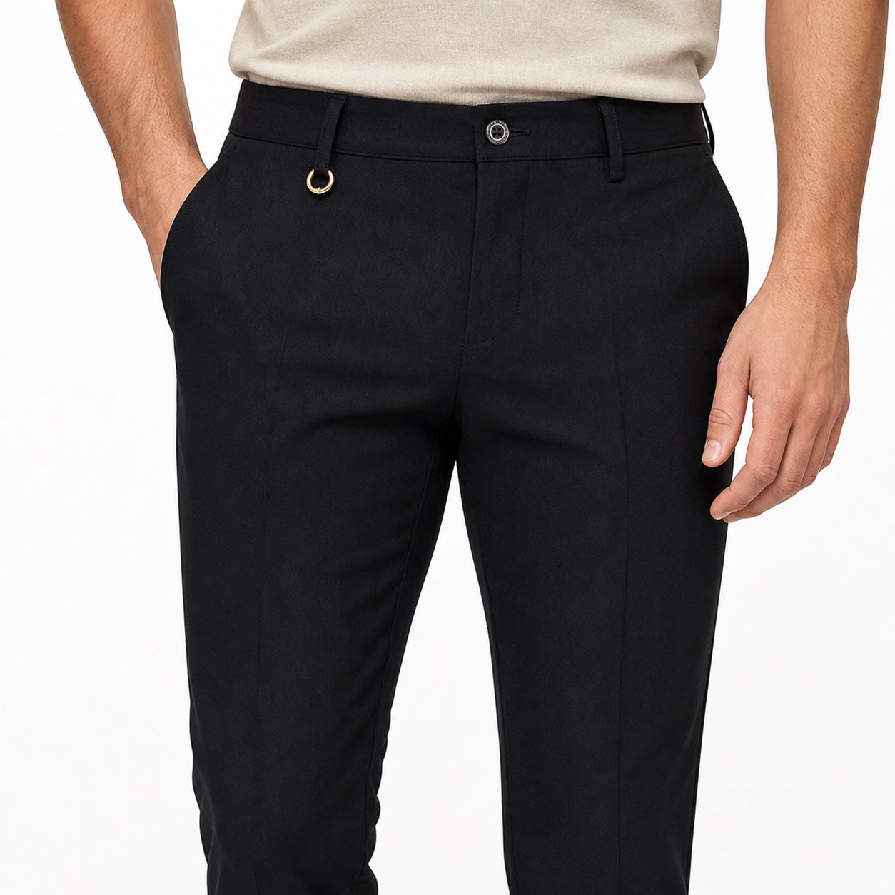 Men's Tailored Trousers Slant Pockets Tapered Slim Fit