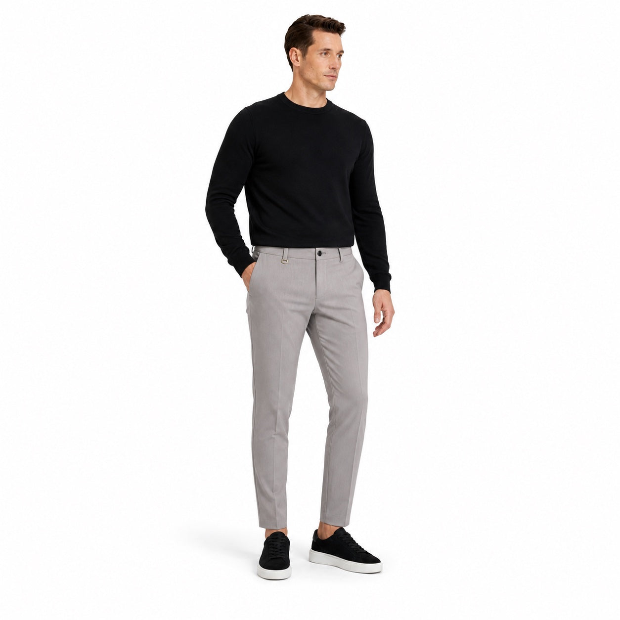 Men's Tailored Trousers Slant Pockets Tapered Slim Fit
