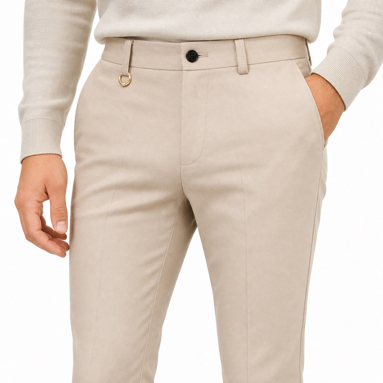 Men's Tailored Trousers Slant Pockets Tapered Slim Fit