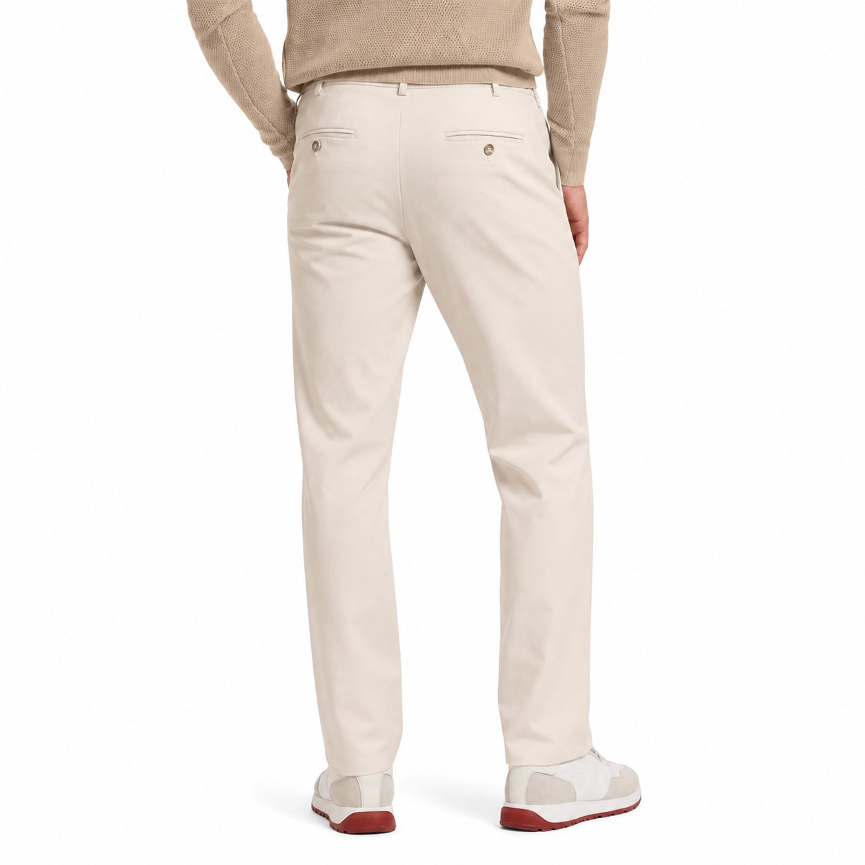 Men's Straight-Leg Chino Trousers Button Relaxed Fit