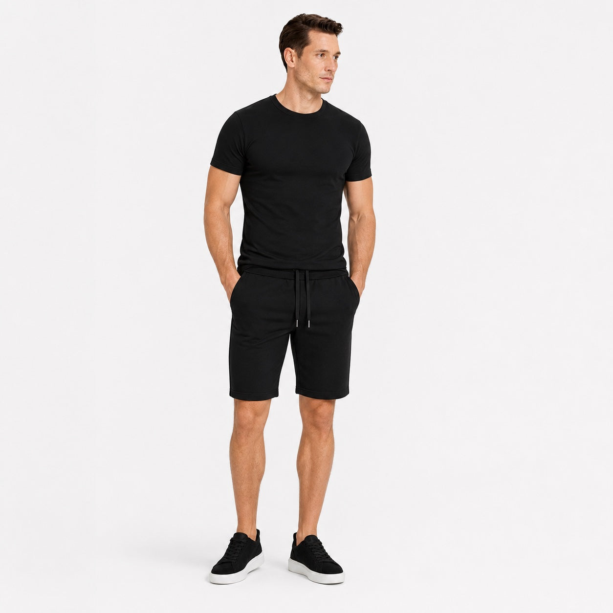 Men's Crew-Neck T-Shirt and Drawstring Shorts Set