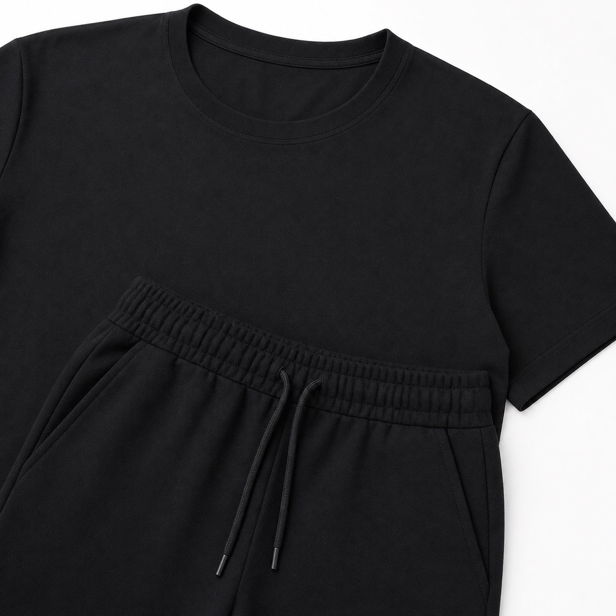 Men's Crew-Neck T-Shirt and Drawstring Shorts Set