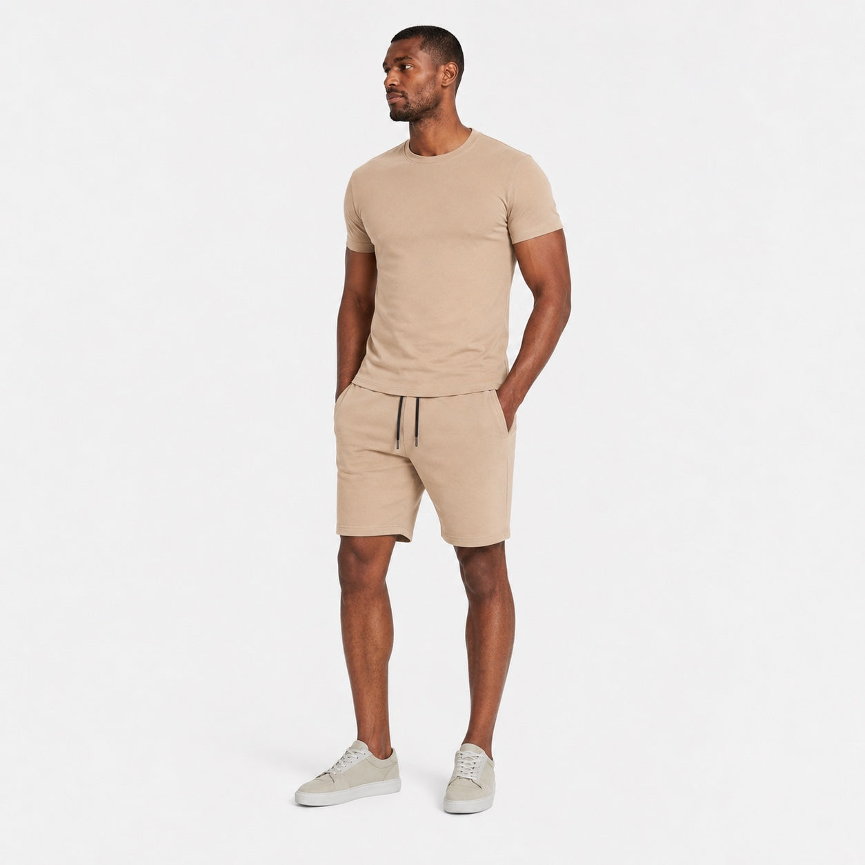 Men's Crew-Neck T-Shirt and Drawstring Shorts Set