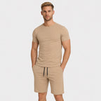 Men's Crew-Neck T-Shirt and Drawstring Shorts Set