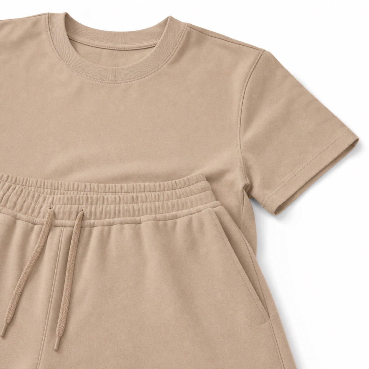 Men's Crew-Neck T-Shirt and Drawstring Shorts Set