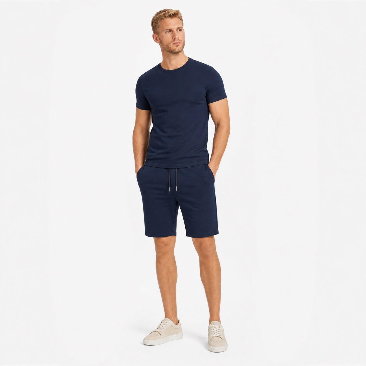 Men's Crew-Neck T-Shirt and Drawstring Shorts Set
