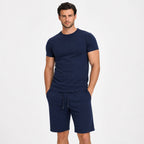Men's Crew-Neck T-Shirt and Drawstring Shorts Set