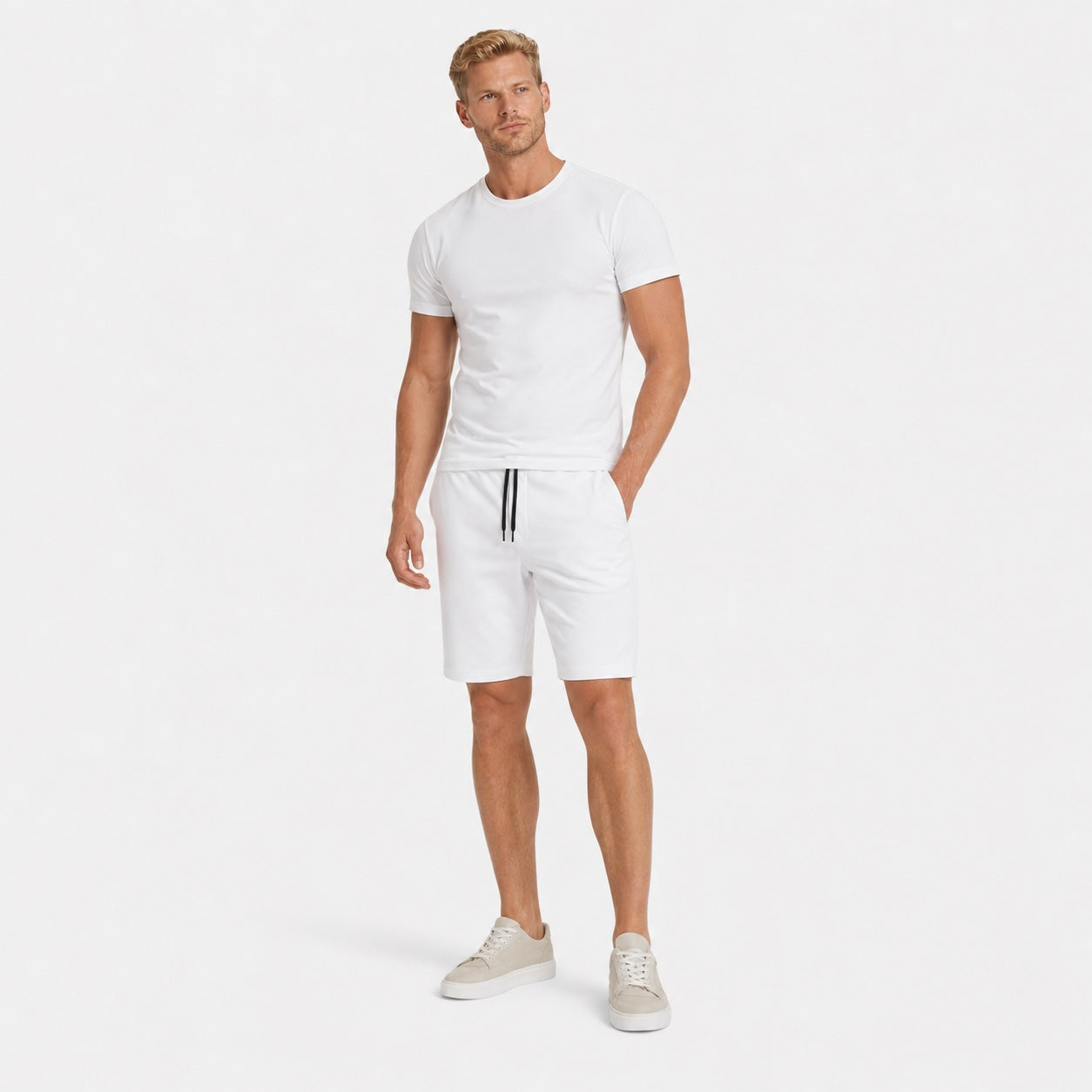 Men's Crew-Neck T-Shirt and Drawstring Shorts Set