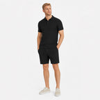 Men's Textured Polo Shirt and Drawstring Shorts Set