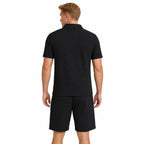 Men's Textured Polo Shirt and Drawstring Shorts Set